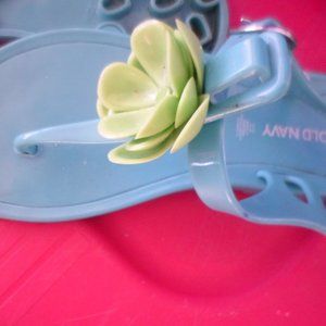 girl's old navy jelly sandals.aqua w green.sz13